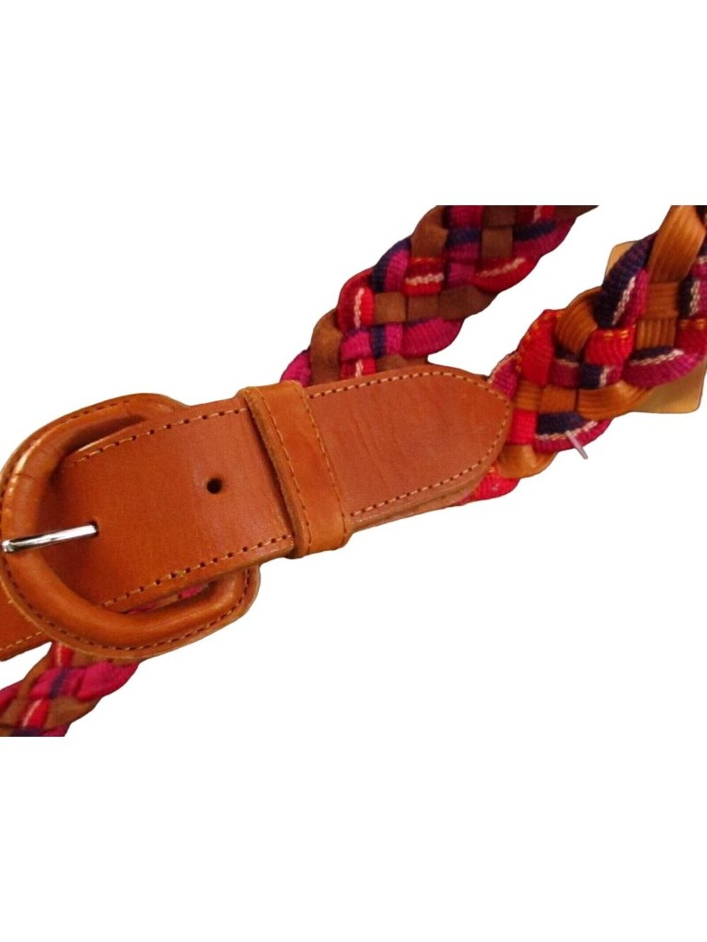 Medium True Vintage Belt Guatemala 70's Southwestern Woven Elastic Leather Braid